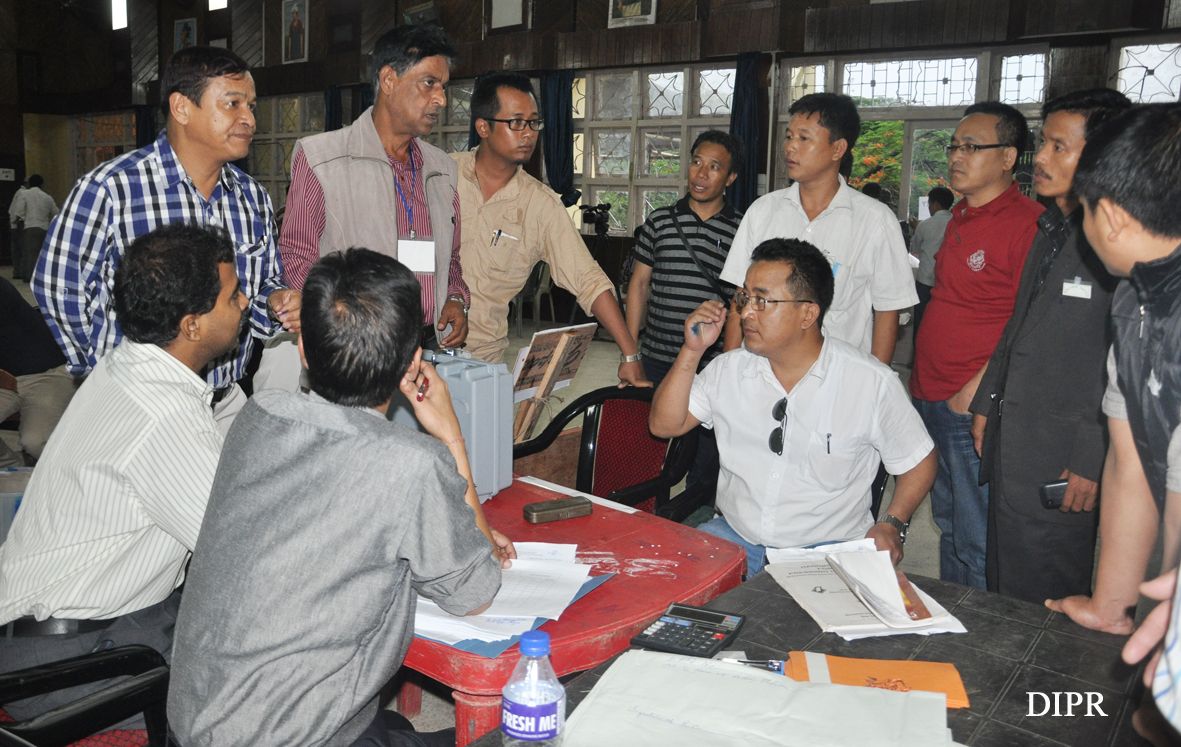 The Presiding and Polling officers of Itanagar Municipality Election depositing their polling materials at Siddhartha halls,Itanagar: 16/05/2013